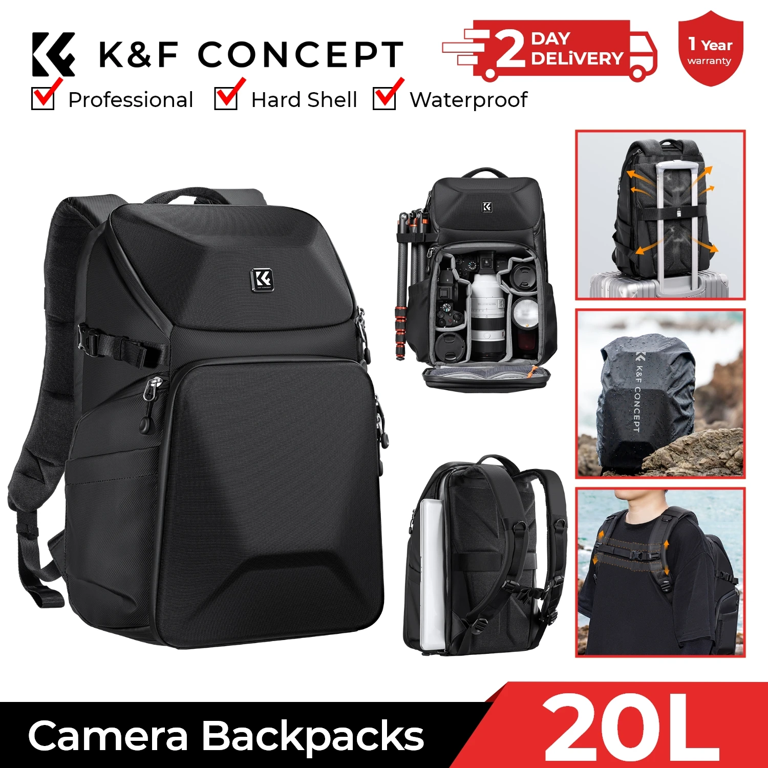 K&F CONCEPT 20L Camera Backpac - Laptop Accessories Box recensie en prijs