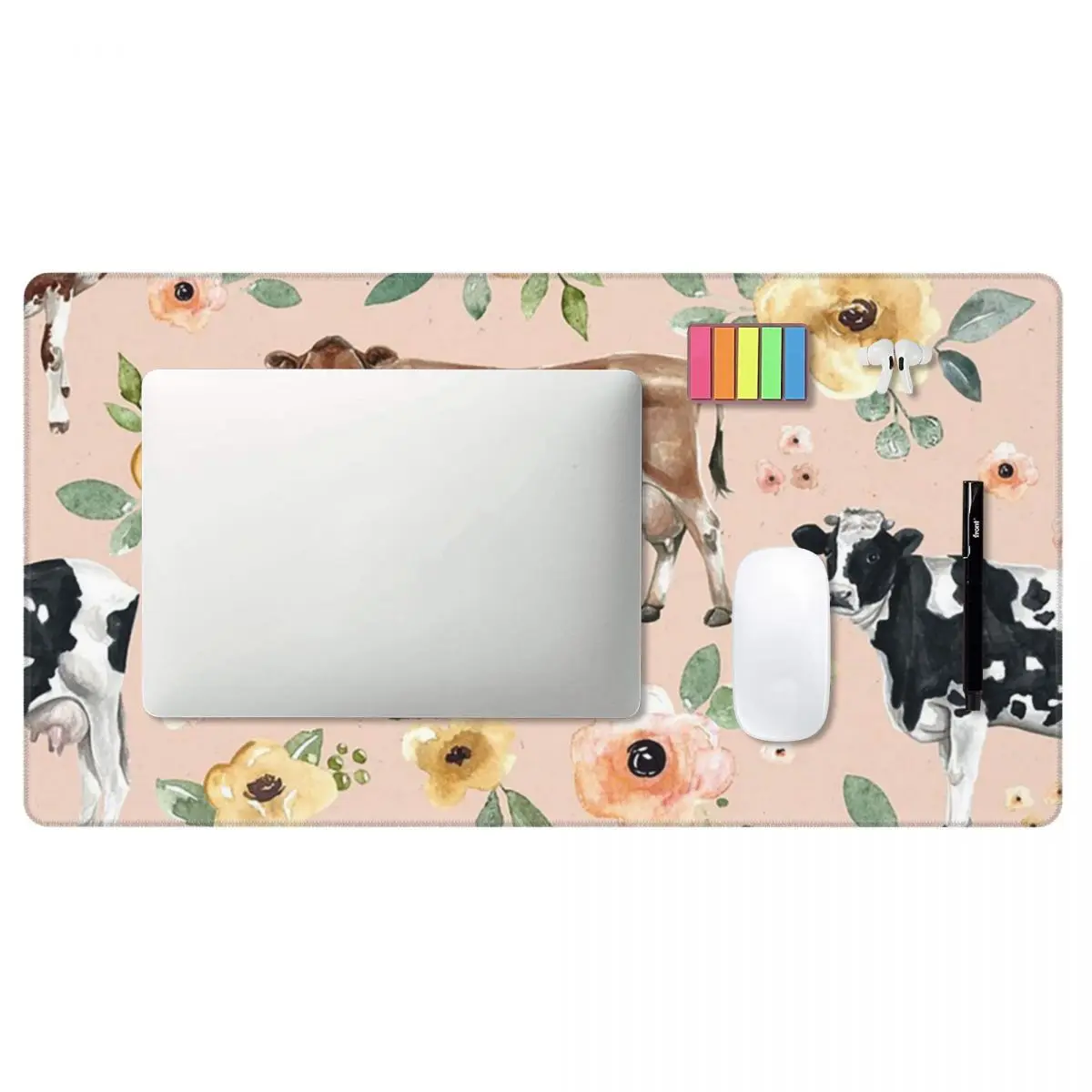 Large Mouse Pad Cow Floral On  - Yellow Laptop Accessories recensie en prijs