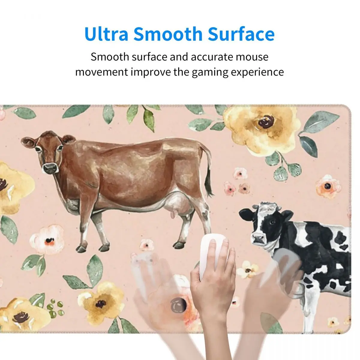 Large Mouse Pad Cow Floral On  - Yellow Laptop Accessories recensie en prijs